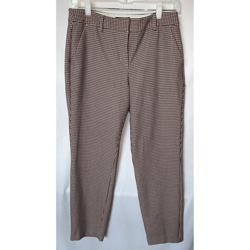 Express Pants Womens 6R Black Mauve‎ Houndstooth Columnist Ankle Stretch Career